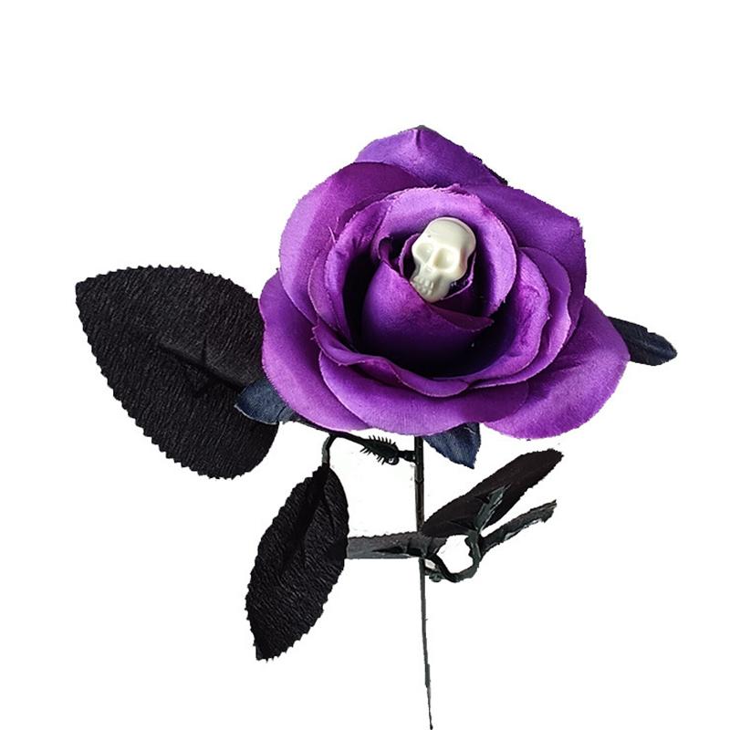 1 шт., товары для Хэллоуина, искусственный цветок с черепом, черный искусственный цветок, цветок ужаса, роза