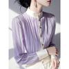Женская полосатая рубашка с французским стоячим воротником Женская весенняя рубашка