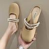Pearl Baotou Slippers Female Summer Outside Wear 2024 New Korean Version of Fairy Wind Sandals Flat Fashion Muller Half Slippers