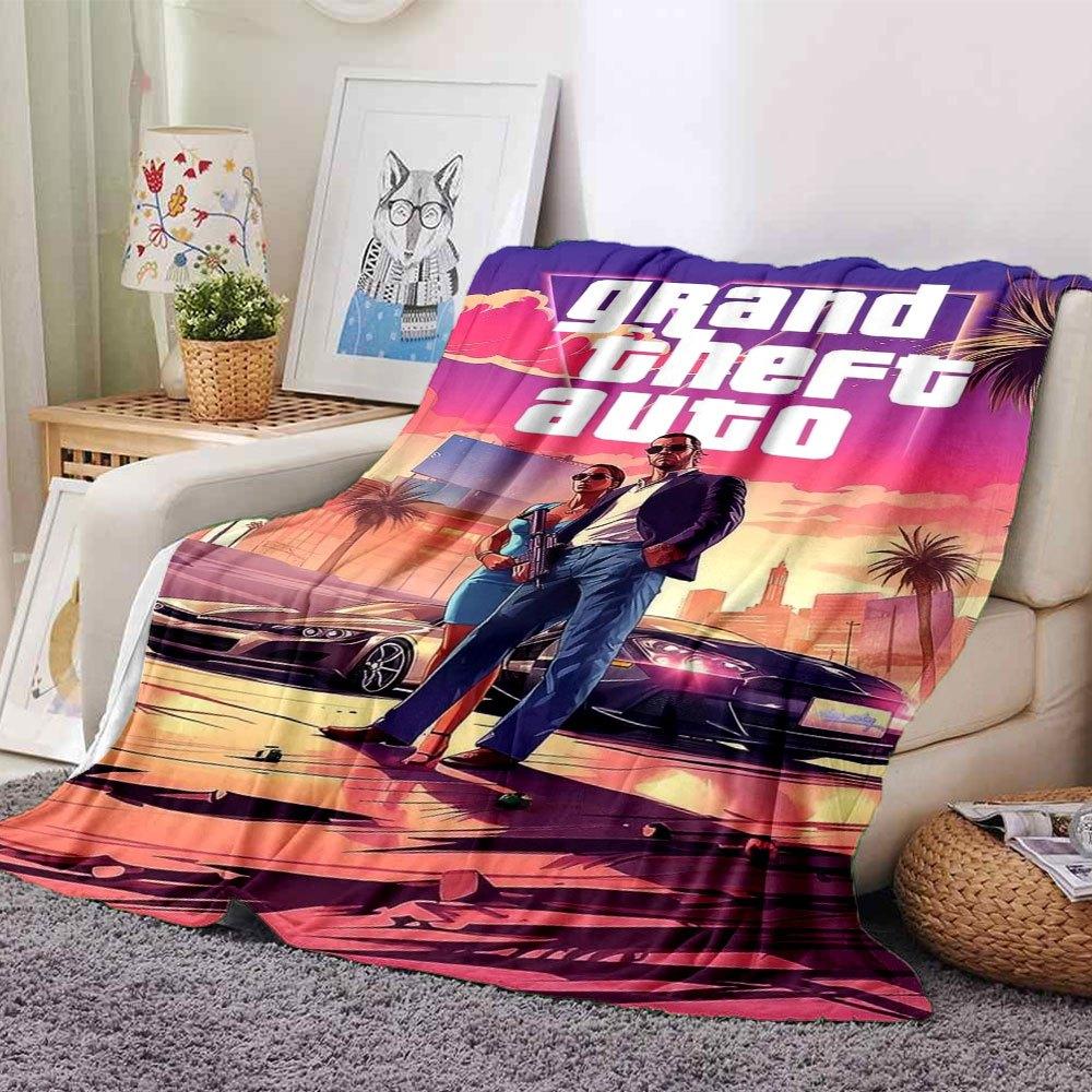 1pc Grand Theft Auto Soft Flannel Blanket with Designer Print - A cozy blanket for all seasons, perfect for the couch, bed, officeB18