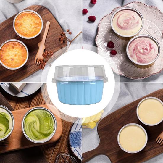 Коробка из фольги с крышкой, 20 шт. Многоразовые одноразовые круглые пищевые антипригарные антипригарные контейнеры для духовки, безопасный контейнер для кексов, миска из алюминиевой фольги, форма для выпечки, кухонные принадлежности