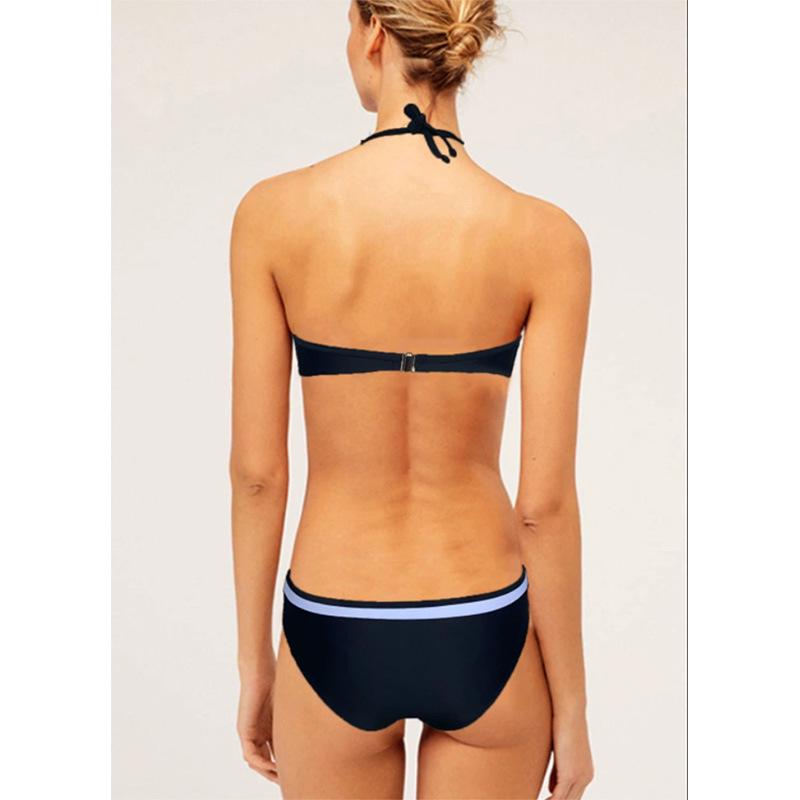 Европейский и американский стиль халтер без спины однотонное бикини - сексуальный женский раздельный купальник