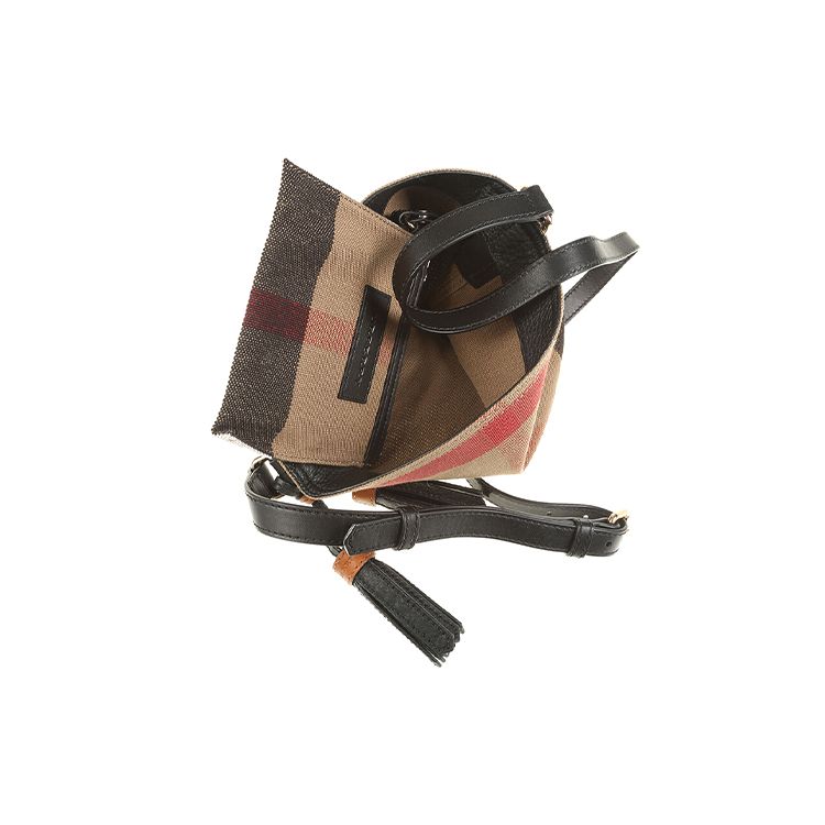 Burberry Classic Check Adjustable Shoulder Strap Canvas And Hemp Bucket Bag Women Shoulder Bag Brown 39972841