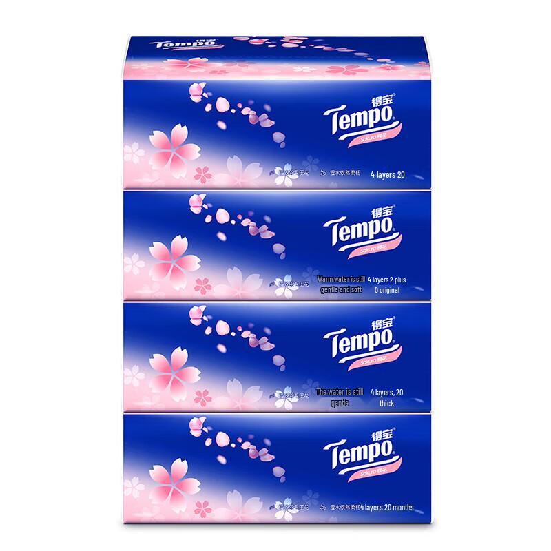 Tempo Салфетки для лица с ароматом вишневого цвета, 4-слойные (4 упаковки)