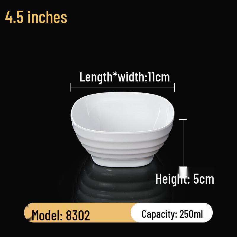 Набор квадратных меламиновых мисок: Идеально для хот-пота, соусов, риса, каши и супа - для коммерческого и ресторанного использования.