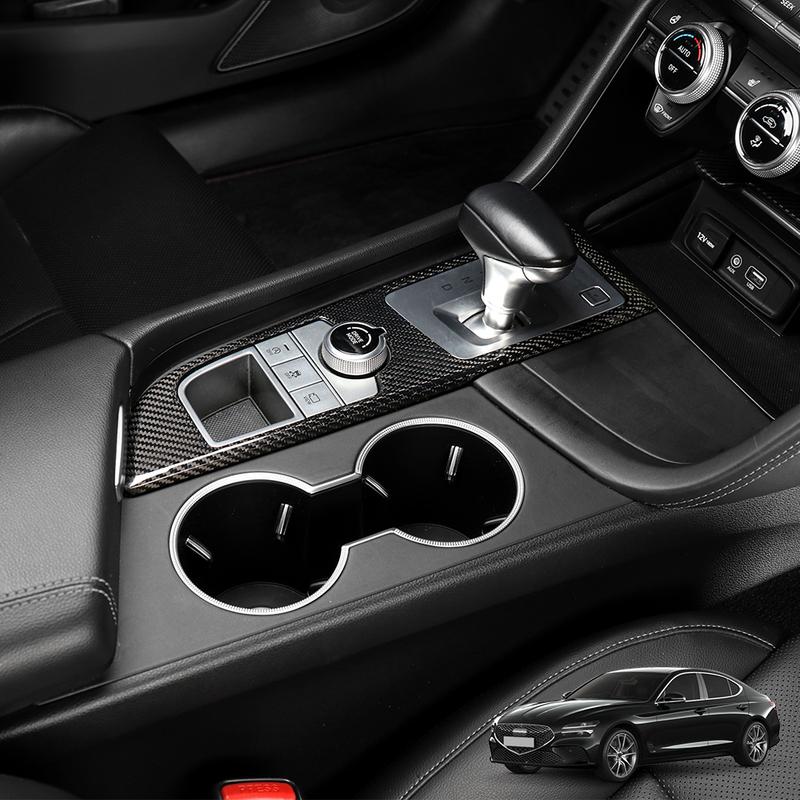 Real Carbon Fiber Center Console Cover Trim Car Interior Decor Accessories For Genesis G70 -2026 LHD Car Supplies