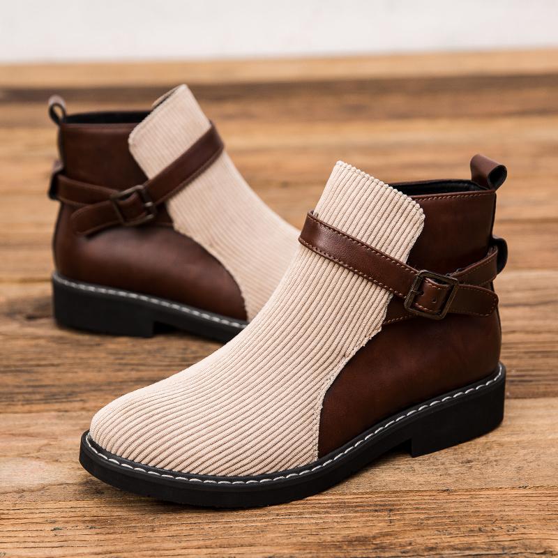 Casual Leather Mens Ankle Boots Autumn Winter Chelsea Boots Non Slip Soft Comfortable Business High Top Shoes Outdoor Male Botas