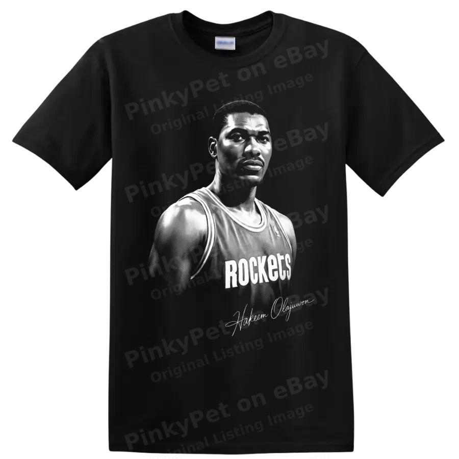 Hakeem Olajuwon Basketball T Shirt Houston Rockets Number 34 Portrait Tee Gift