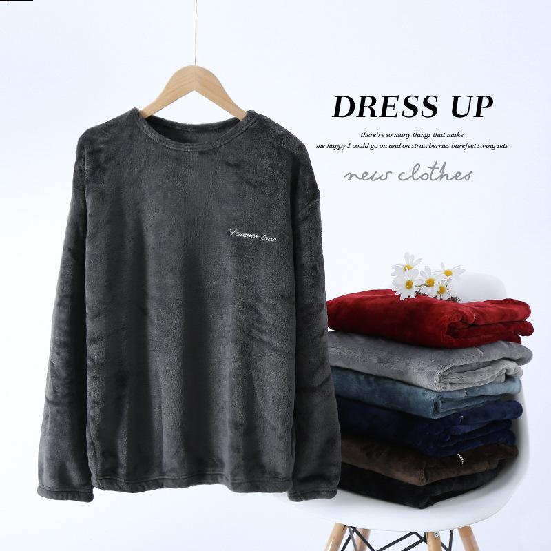 Men's Flannel Pajama Sets Fleece Pjs Winter Warm Lounge Sleepwear Soft Comfy Pajamas for Men Long Sleeve Pullover Tops Lounge Pants Loungewear