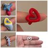 Chunky Jewelry Enamel Heart Ring Y2K Geometric Ring Unique Finger Buckle  Men