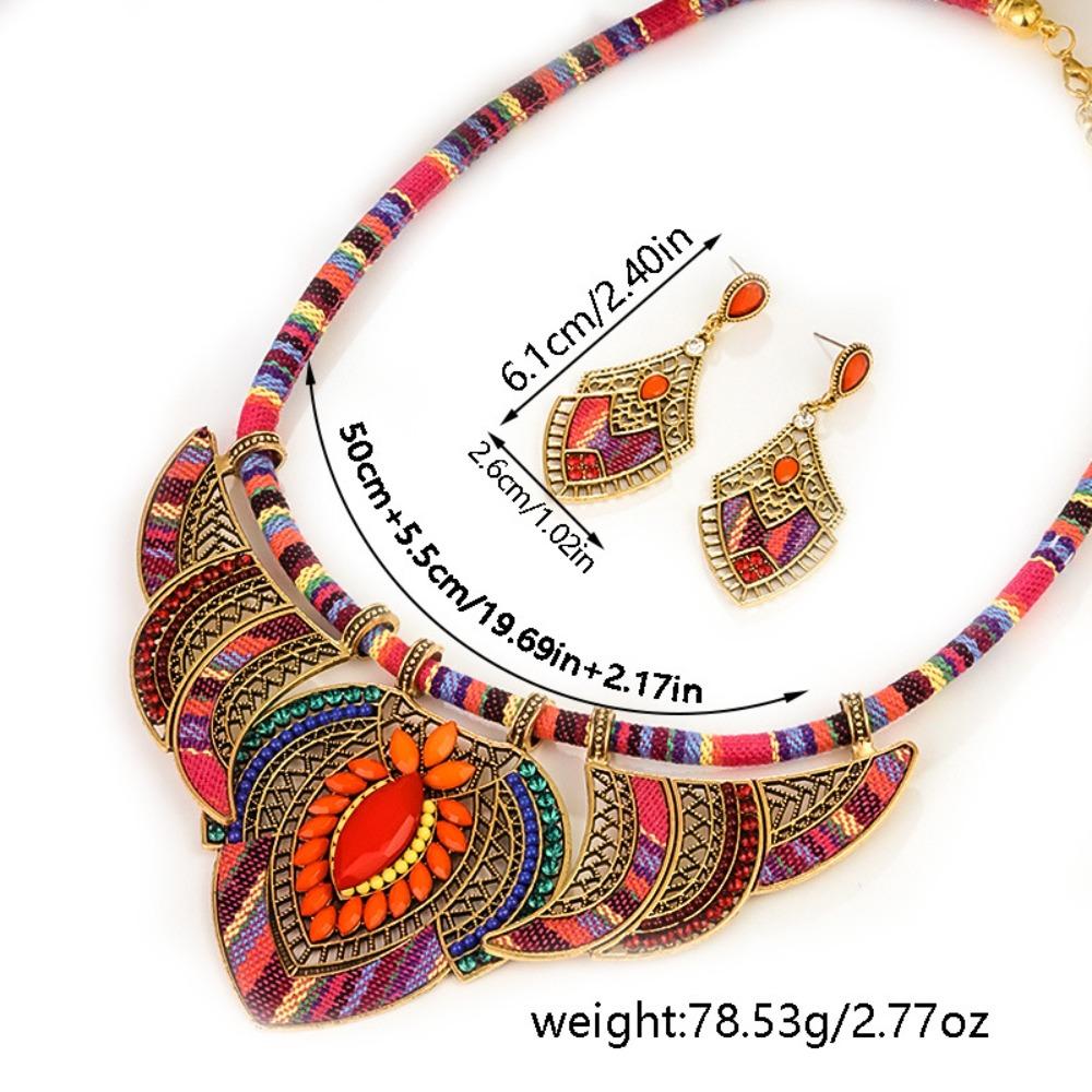 3Pcs/Set Braided Rope Bohemian Necklace Ethnic Style Leisure Necklace Indian Choker Ladies