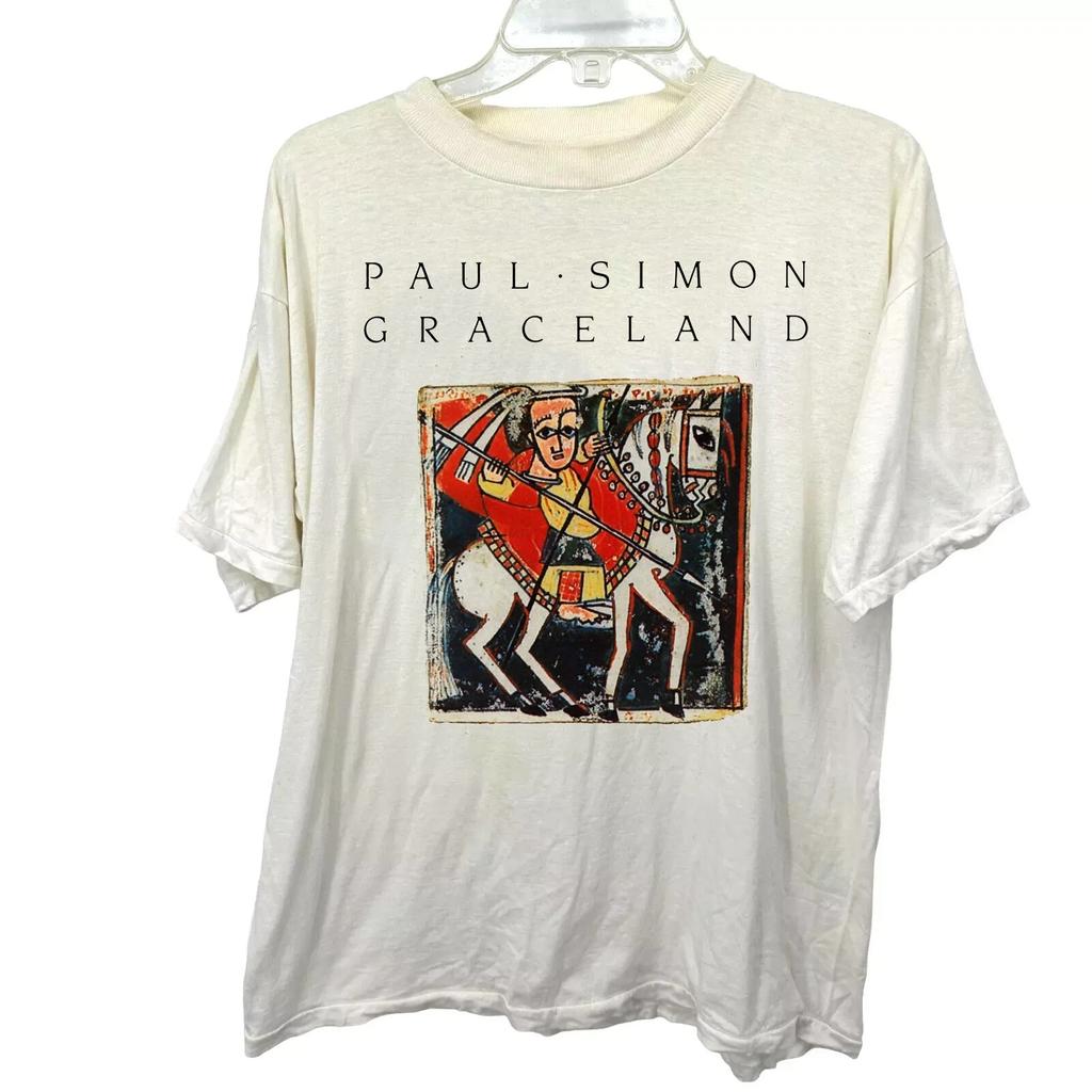 Paul Simon Graceland Unisex White Cotton T-Shirt Full Size S-5XL