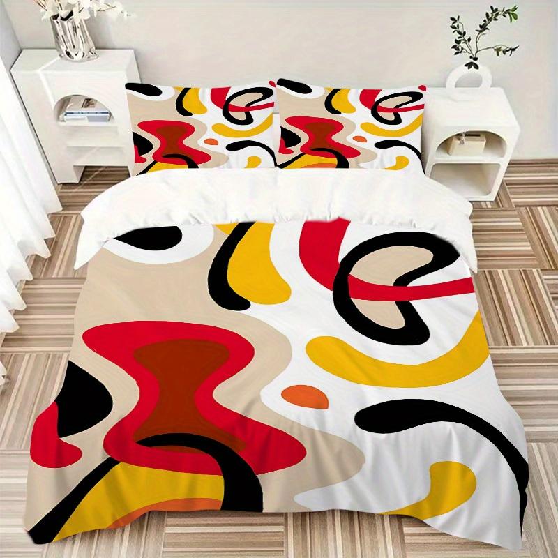 3pcs Abstract Art Print Bedding Set, Ideal for Home Use, Suitable for Bedroom Decor (1*Duvet Cover + 1/2*Pillowcases, No Core) yy250821212