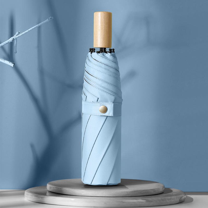 Новый простой зонт от солнца из винила с ручкой из массива дерева, тройной, анти-ультрафиолетовый зонт, реклама