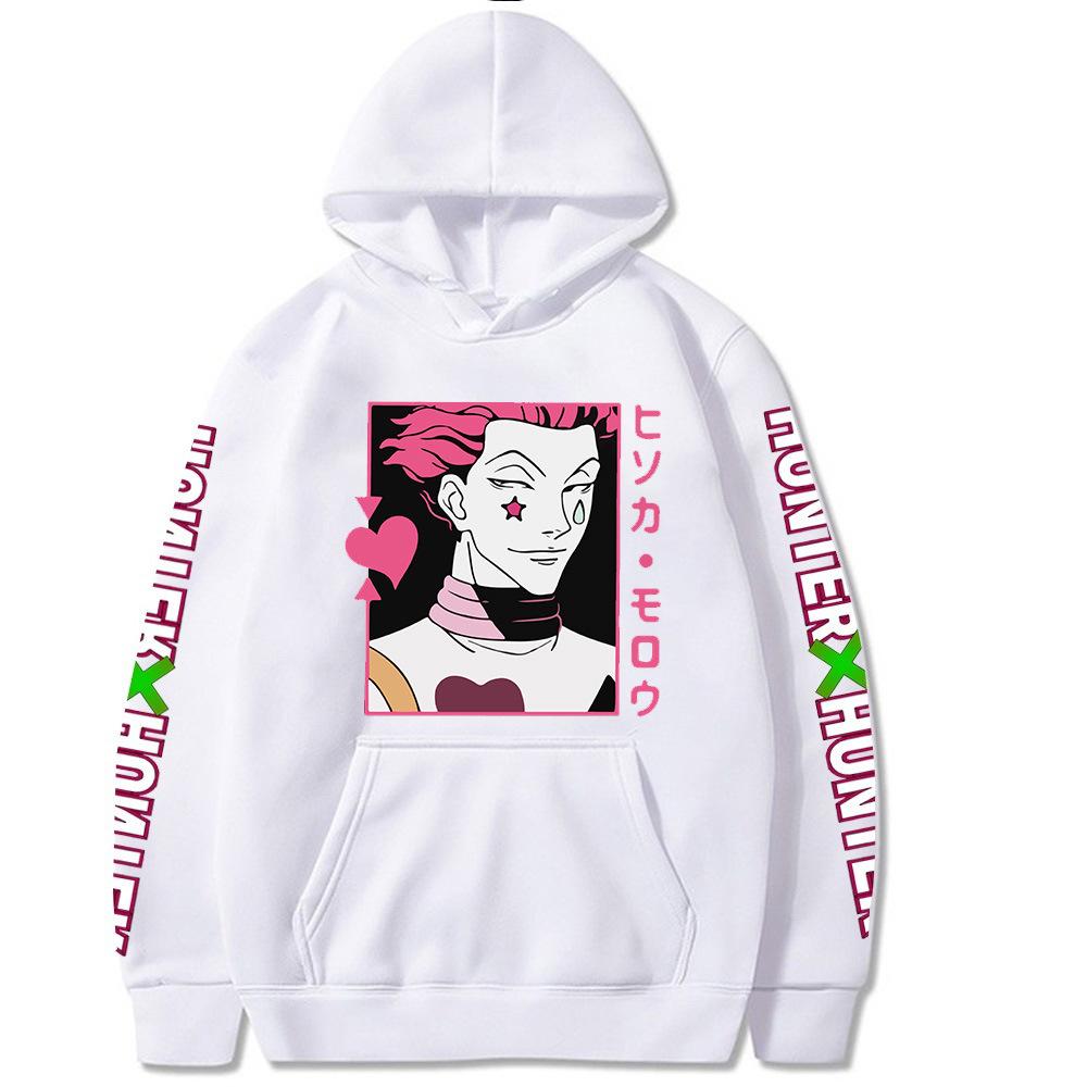 Fashion Women Japanese Anime Hunter X Hunter Hisoka Print Hoodie Long Sleeve Drawstring Sweatshirt Unisex Pullover Top