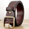 Ремень мужской из натуральной кожи с древней медной пряжкой, ретро-ремень Knock Bag Head Layer, ремень из натуральной коровьей кожи, японская пряжка, ручная работа, гладкий край, растительное дубление