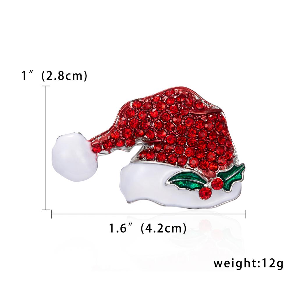 Rinhoo Enamel Christmas Crutch Brooches Pins Rhinestone Lucky Fruit Hat Glove Boot Sock Angel Sled Gift Box Badge New Year Gifts
