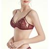 New Fashionable Sexy Burgundy Lace Bra Comfortable Breathable Girl Eyelashes Thin Women's Underwear Women