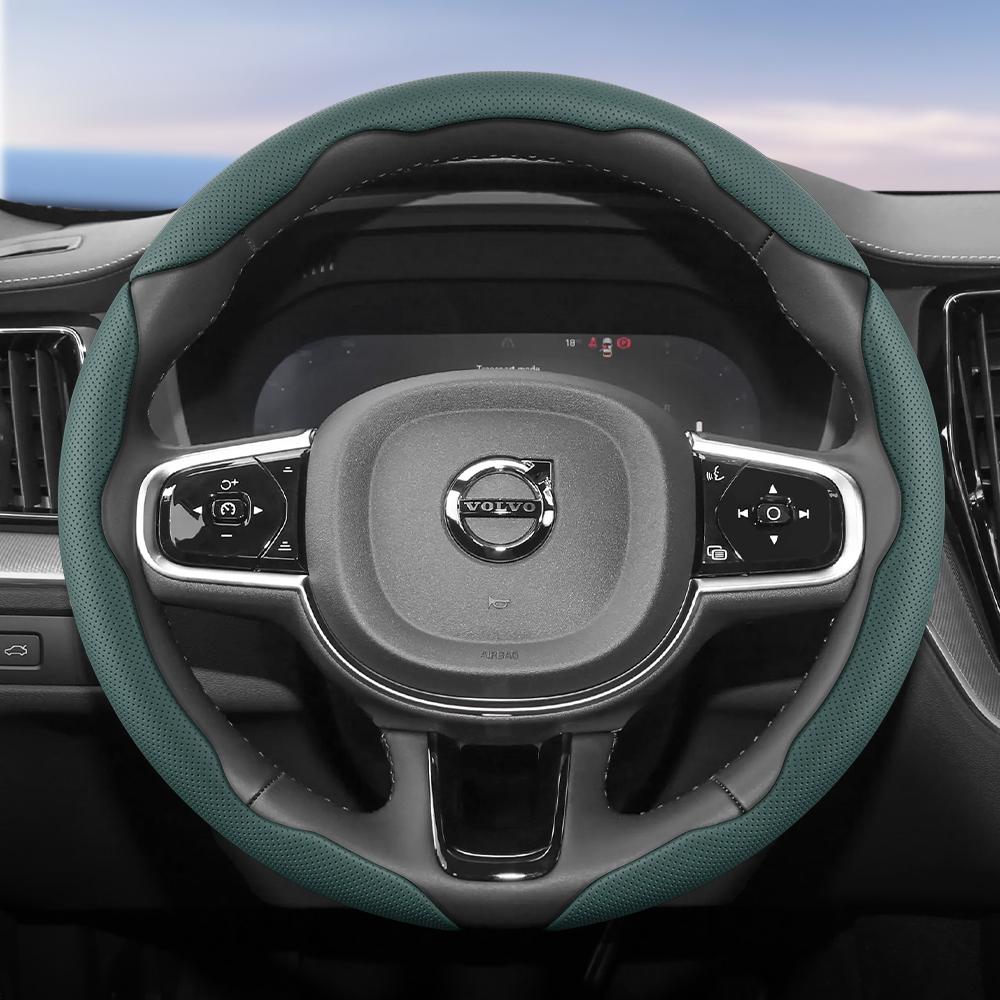 Подходит для Volvo Дышащие отверстия Кожаная накладка на руль Сегментированная конструкция с быстрым снятием Нескользящая Прочная V40 V70 S60 C30 S40 S90 Xc9