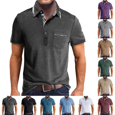 Мужская футболка с короткими рукавами и воротником-лацканами, повседневный топ с круглым вырезом