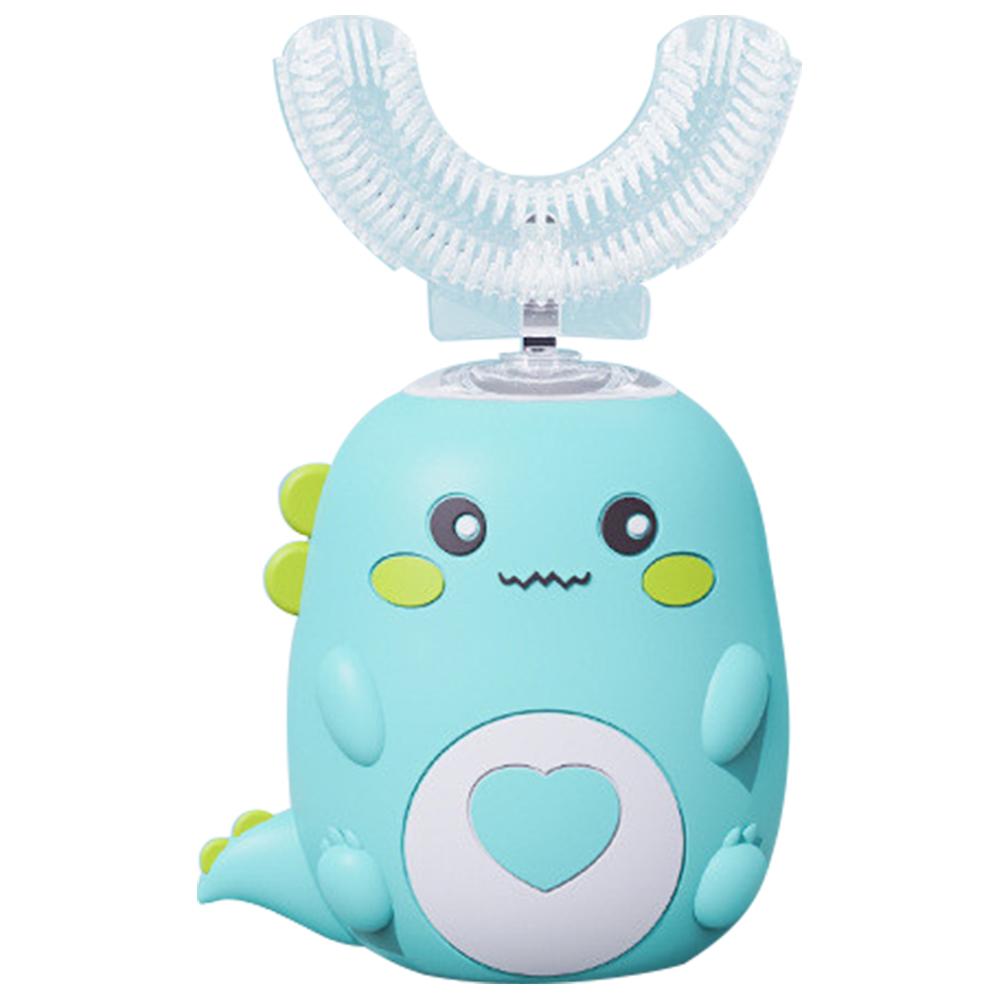 Kids Sonic Toothbrush IPX7 Waterproof U-Shaped Ultrasonic Toothbrushes 3 Cleaning Modes Automatic Totthbrush Cartoon Dinosaur