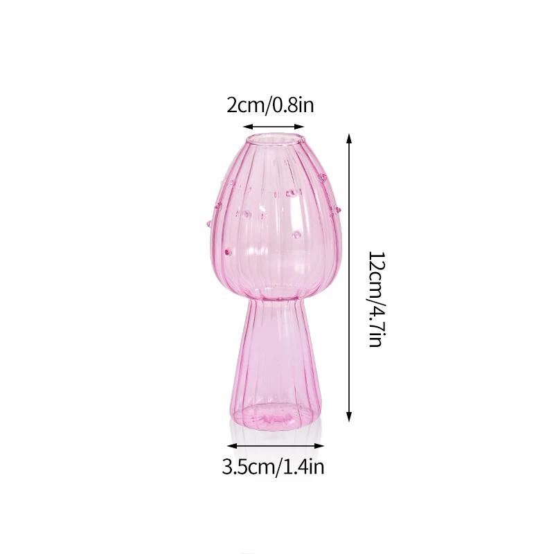 Mushroom Glass Vase Transparent Flower Bottle Small Vase Hydroponic Flower Pot Aromatherapy Bottle Office Desktop Ornament