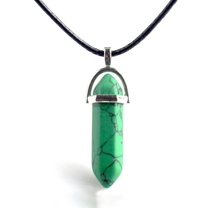 Красивое ожерелье из натурального кристалла с уникальным шестиугольным кулоном для исцеления