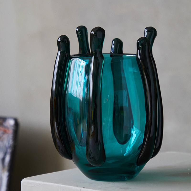 Креативная стеклянная ваза ручной работы, обернутая шелком, стеклянная ваза, прозрачная ваза, аксессуары для цветочной композиции, украшение для дома