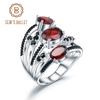 Gb 925 Sterling Silver Stackable Anniversary Ring 4 .0ct Natural Red Garnet Birthstone Rings For Women Fine Jewelry