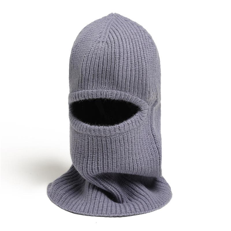 Masked Scarf Cover Hat Integrated Knitted Wool Scarf Winter Warm Solid Color Hat Ear Protection Scarf Ski Cap