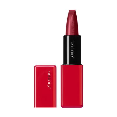 SHISEIDO Makeup Techno Satin Gel Lipstick 411 Scarlet Cluster Помада Блеск для губ в стике Высокопигментированная и увлажняющая Shiseido 3.3 г &