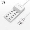 10-портовая USB-зарядная станция50 Вт/10 АМногопортовый USB-концентратор C Зарядное устройство для сотового телефона, планшета, нескольких устройств, удлинитель