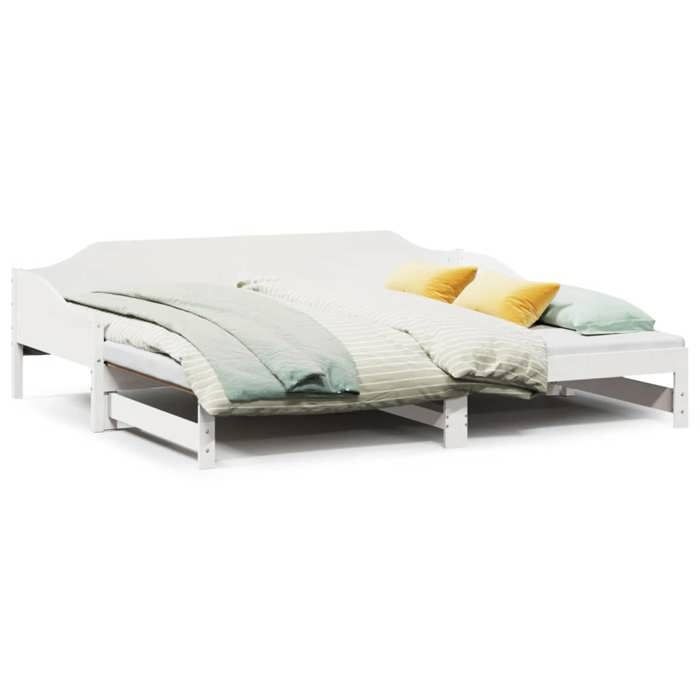 VidaXL Daybed with Trundle Bed White 90x190 Cm Solid Pine Wood, Sofa Bed, Guest Bed, Wooden Daybed, Bed 850909