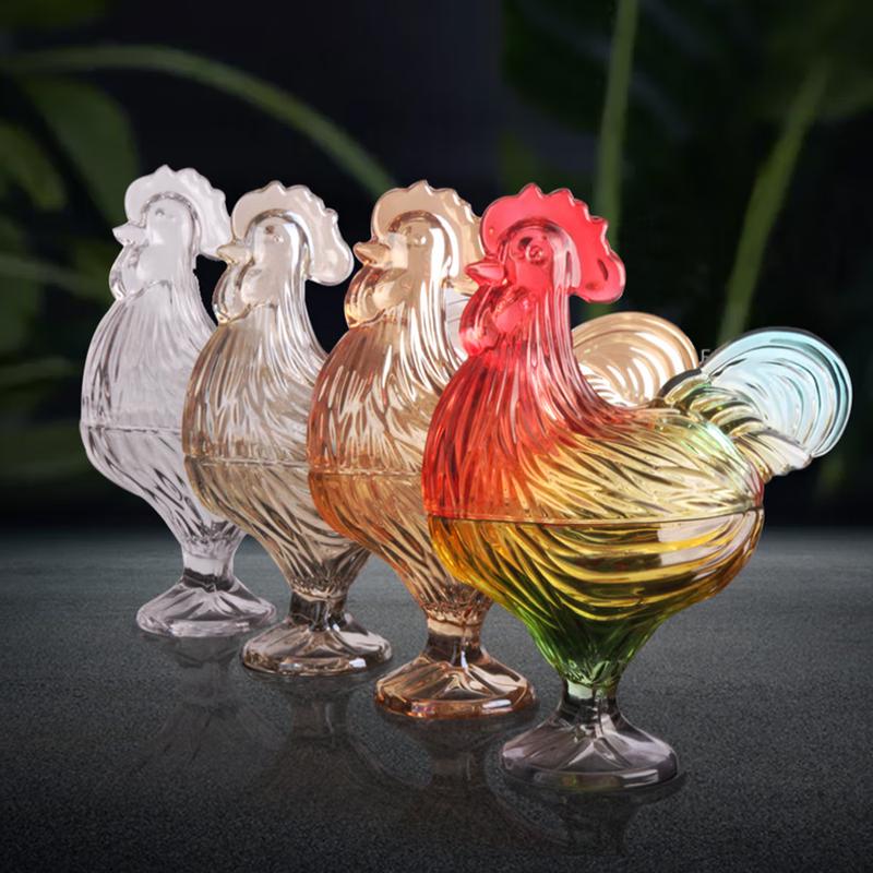 Fulevinci Стеклянная банка для конфет в европейском стиле в виде петуха