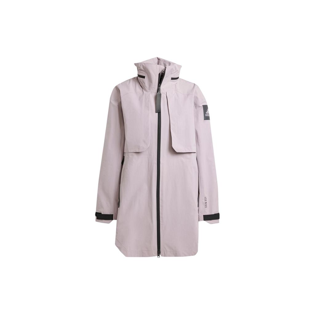 Adidas Myshelter Rain.Rdy Parka Striped Color Block Sports Casual Hooded Jacket Women Jacket Light-Pink IR6158