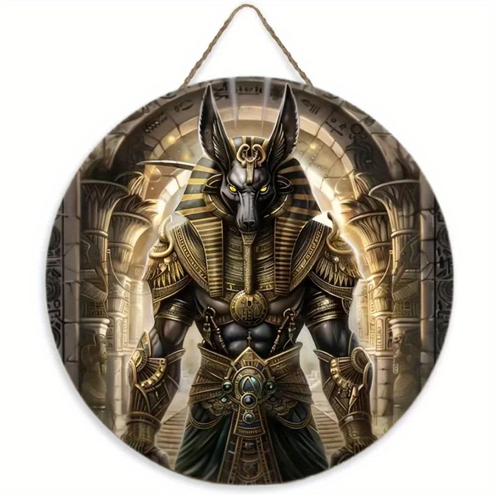 1pc 2d Flat Wood Vintage Egyptian Round Wooden Sign - 20cm Egyptian Mysterious Theme Sign Suitable for Home, Cafe, Apartment, Etc. - Festival, Lover