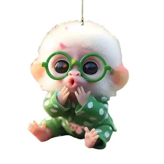 Monkey Car Hanging Pendants Acrylic 2D Car Charms for Backpack Keychain Cute Rearview Mirror Decoration Christmas Gift for Friends
