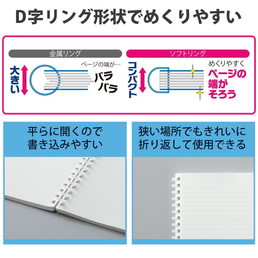 KOKUYO Note Soft Ring Notebook Clear 80 Sheets Transparent Semi-B5 B-lined S-SV508B-T