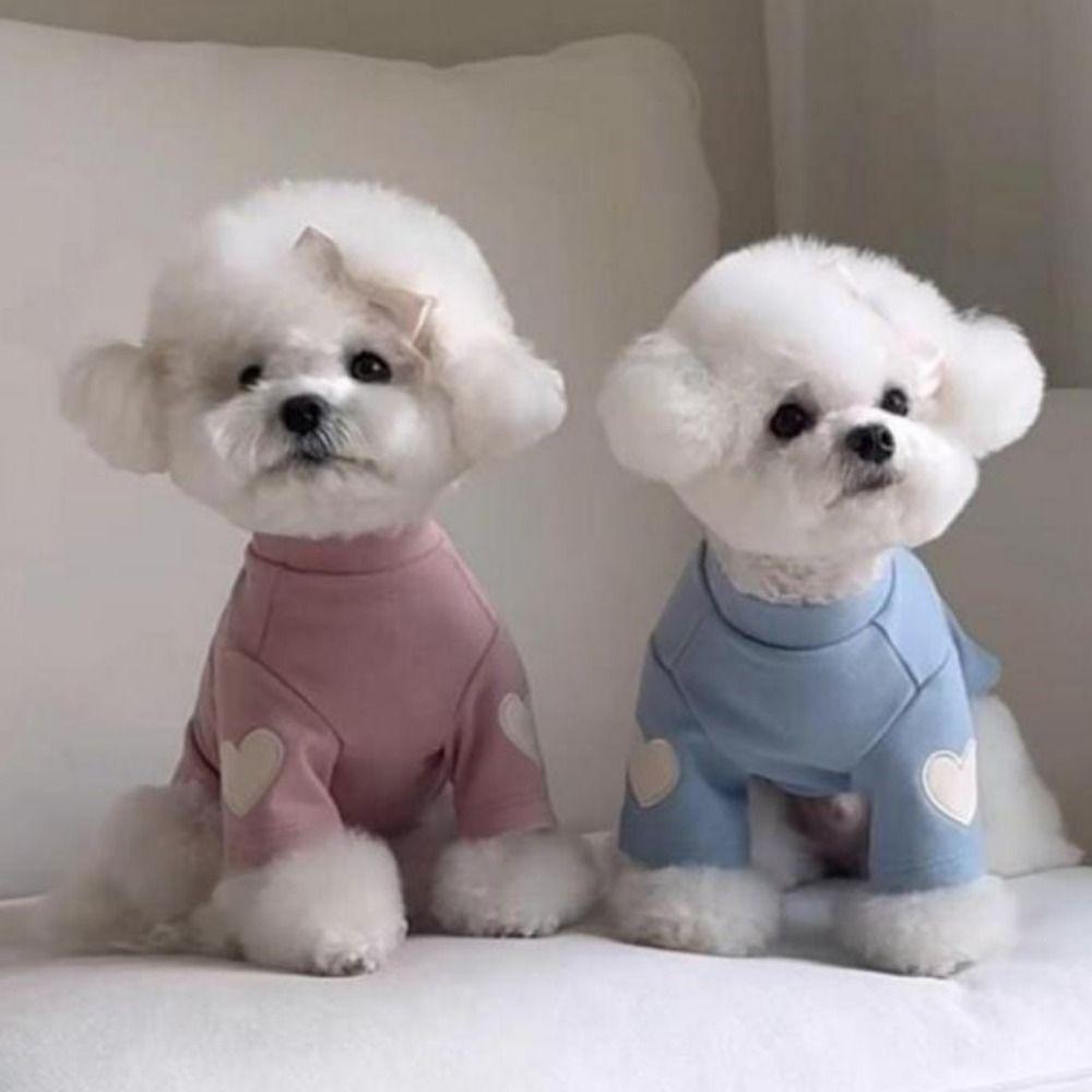 Теплая базовая футболка для собак с узором «Любовь», зимняя одежда для щенков, одежда для собак на двух лапах, для собак, щенков, кошек