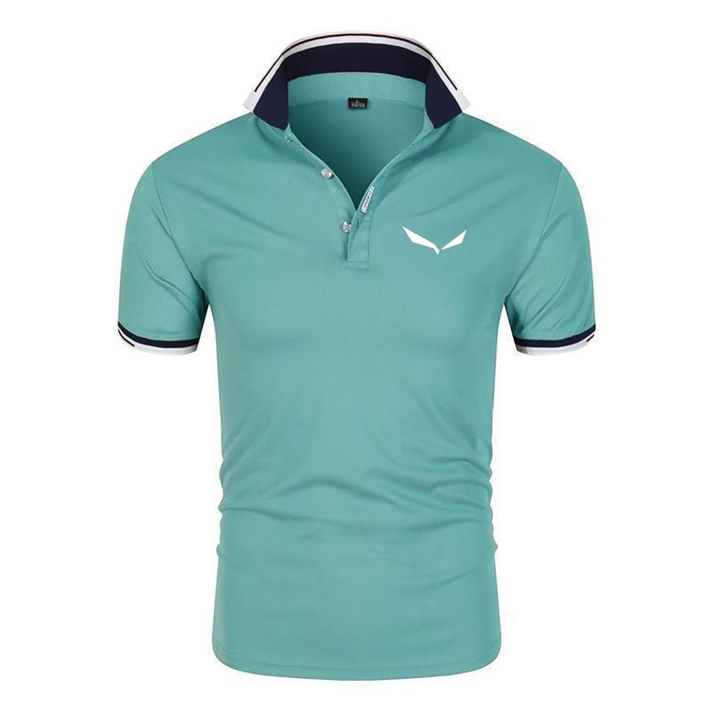 Азиатский размер рубашка поло с коротким рукавом с принтом для мужчин, уличная спортивная модная футболка для мужчин, повседневная