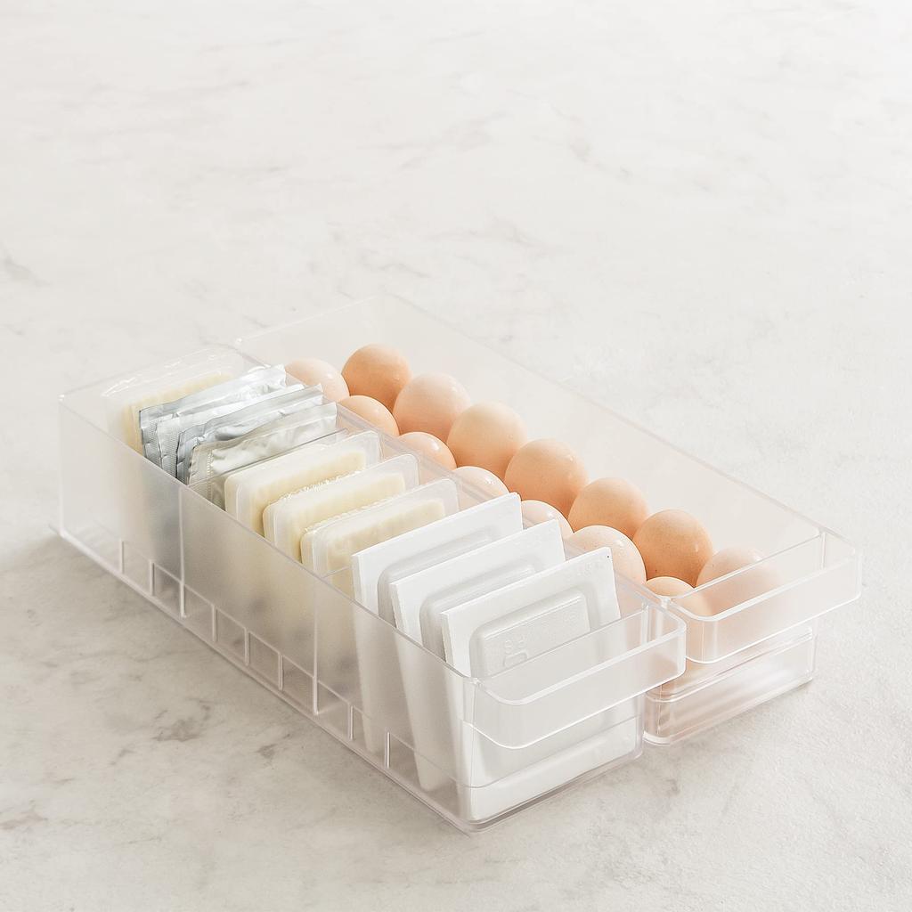 Yamazaki Ящик для хранения яиц Jitsugyo Refrigerator Storage Case с разделителями и белым 5762 5764 и [набор 2] ручка,