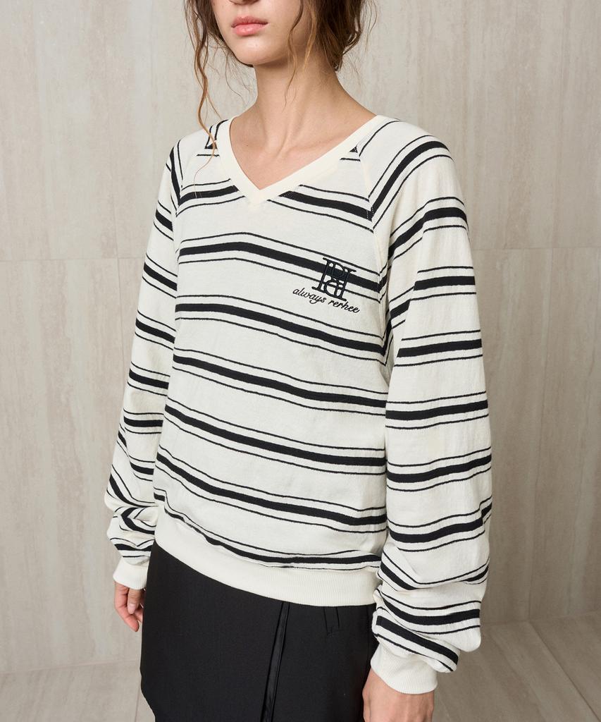 RE RHEE Striped Knit Pullover Cookies And Cream