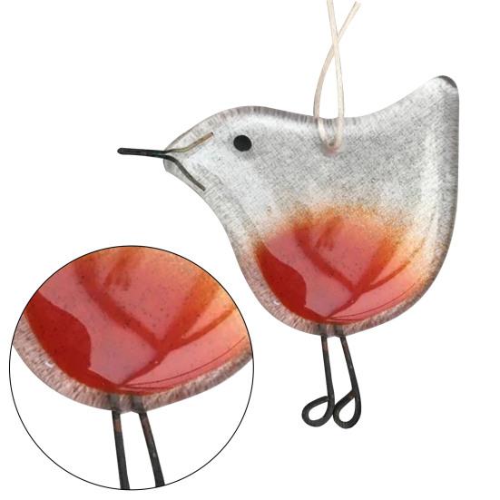 Sparkling Glass Christmas Tree Decoration Small Bird/Plants Design Create Atmosphere with Hanging Rope Window Pendant