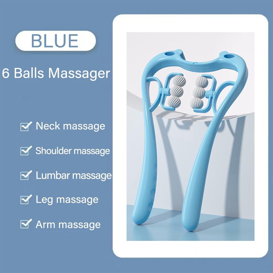 6 роликов, массажер для шеи, ручной массажер для шеи и плеч, шейный отдел позвоночника, разминающий массаж, физиотерапия, релаксация тела, облегчение боли, инструмент для массажа здоровья