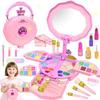 VBACALA Makeup Coloring Makeup Set for Makeup Box with Foldable Makeup Tools and Pretend Play Toy for Elementary School Birthday Gift Toy, Girls,