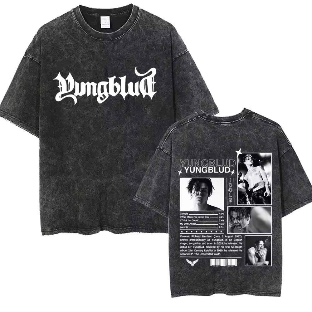 Стирка Винтажная Футболка Yungblud Idols World Tour Мужская Женская Повседневная Свободная Хлопковая Футболка Мужская Хип-Хоп Мода Ретро Футболки