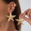 Bohemian-Style 4pcs Starfish Earrings Set Summer Beach Vacation Ear Clip Jewelry Party Gift Metal Star Flower Stud Earring