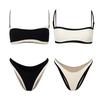 2 шт./комплект женский комплект бикини слинг бандо бюстгальтер с подкладкой высокая талия трусы комплект раздельный дизайн пляжная одежда для отдыха