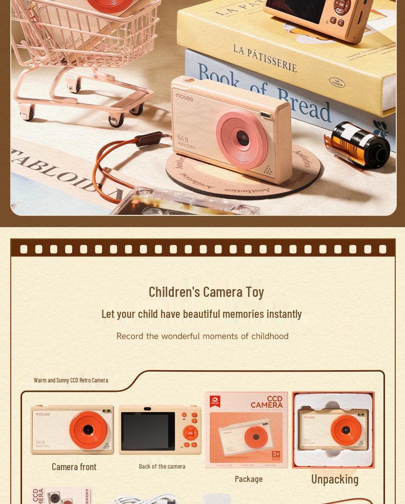 Mobee Retro CCD Цифровая HD-камера для детей – Идеальный игрушечный подарок для мальчиков и девочек.