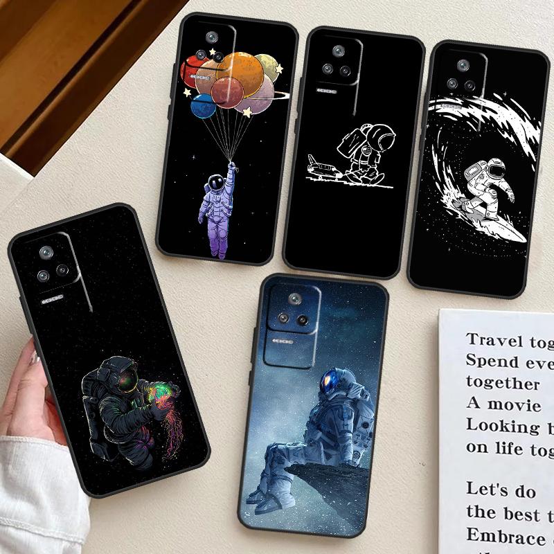 Cartoon Space Astronaut Case For POCO F5 Pro M6 X3 X5 X6 Pro F3 M5s Xiaomi Mi 13 14 Pro 13T 11T 12T 12 Lite Cover